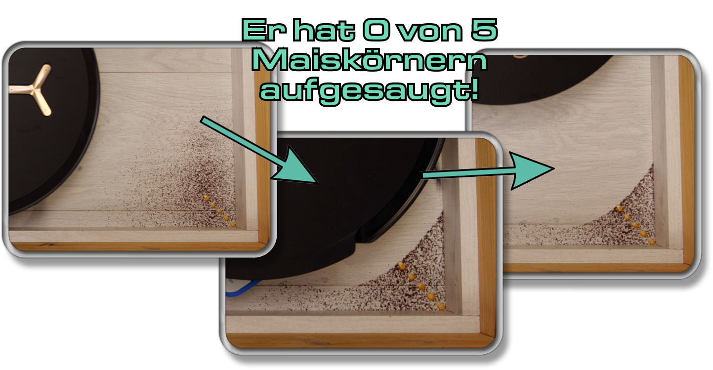 ECOVACS DEEBOT X8 PRO OMNI - Die ermittelte Saugleistung in Ecken