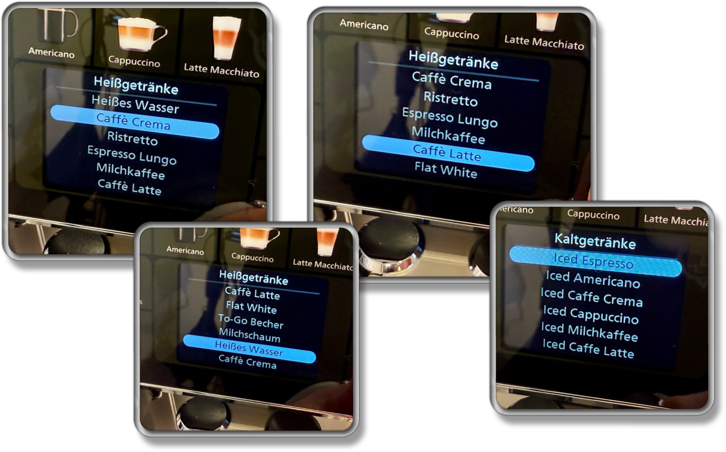Es stehen zahlreiche Getränke zur Auswahl