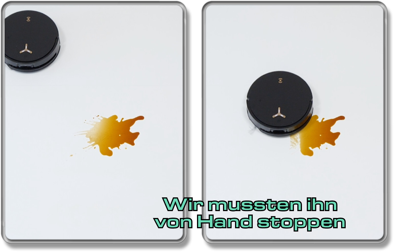 Leider hat die KI des ECOVACS DEEBOT X8 PRO OMNI unseren Kaffeefleck nicht erkannt