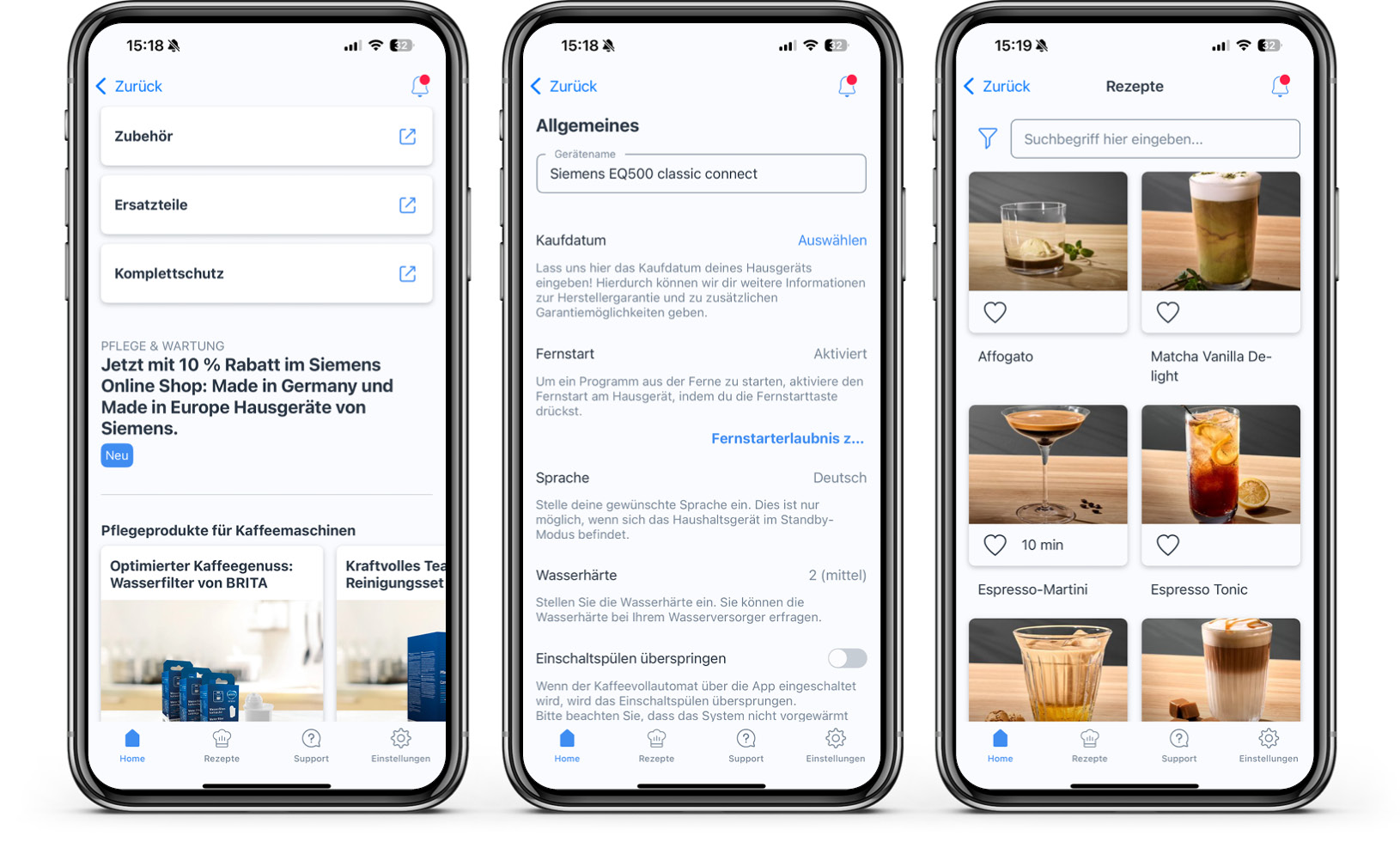 Siemens EQ500 classic connect - App - Zweite Vorschau