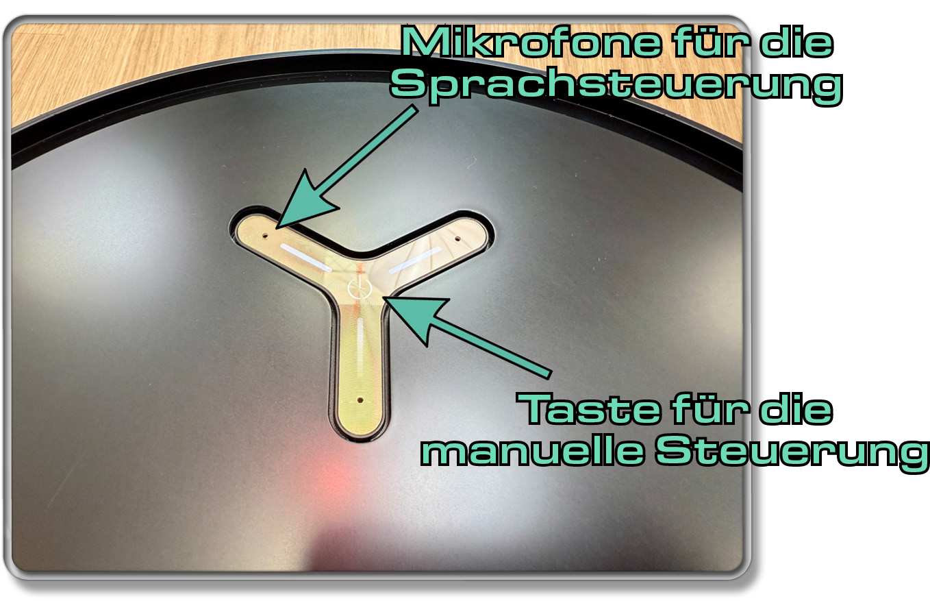 Über diese Tasten wird der ECOVACS DEEBOT X8 PRO OMNI gesteuert