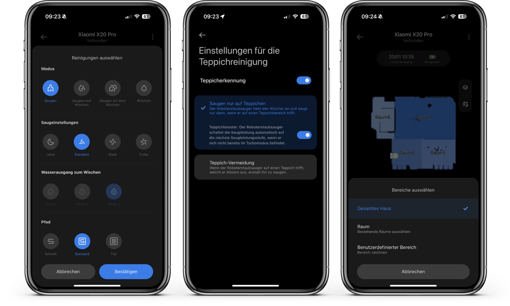 Xiaomi X20 Pro - App - Reinigung
