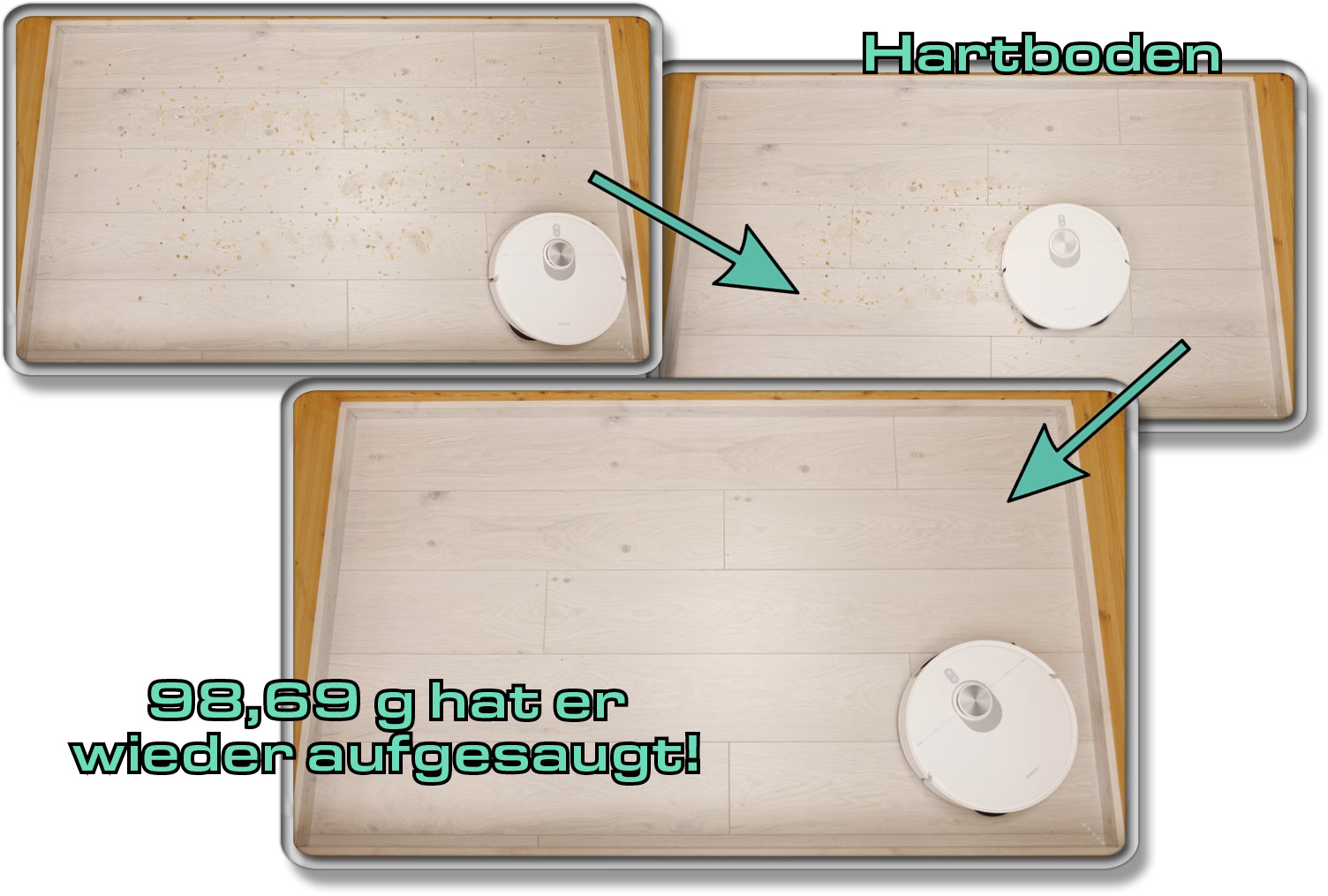 Xiaomi X20 Pro - Die gemessene Saugleistung auf Hartboden