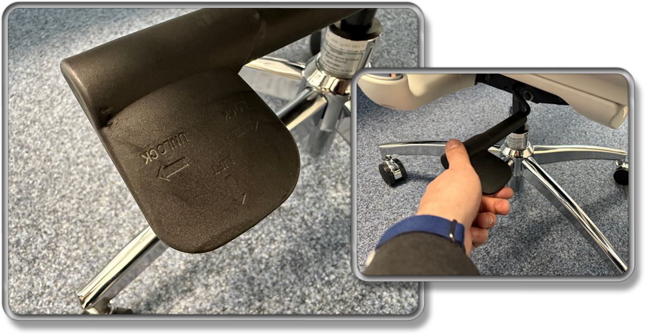 Der Hebel des Sihoo Doro C300 kann die Sitzposition und Höhe verstellen