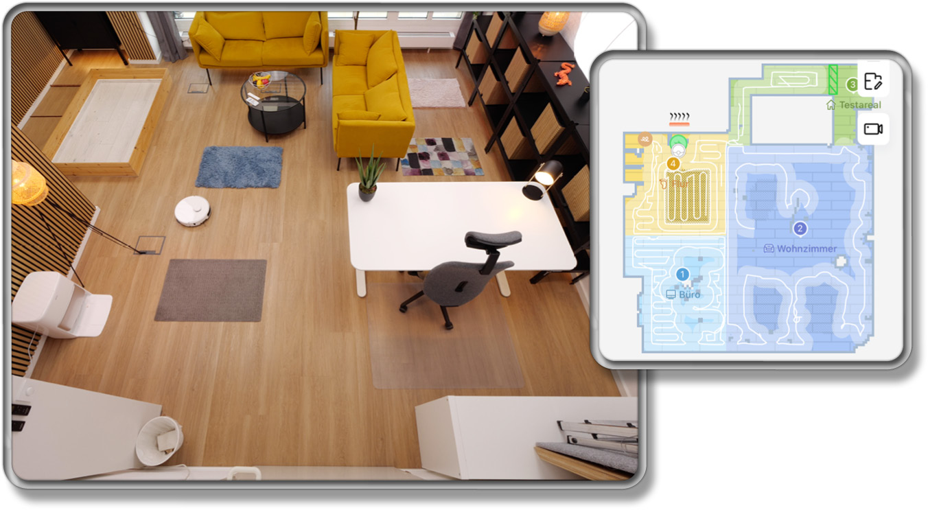 Der Mova P50 Pro Ultra erstellt während seiner Reinigungsfahrt eine detaillierte Raumkarte