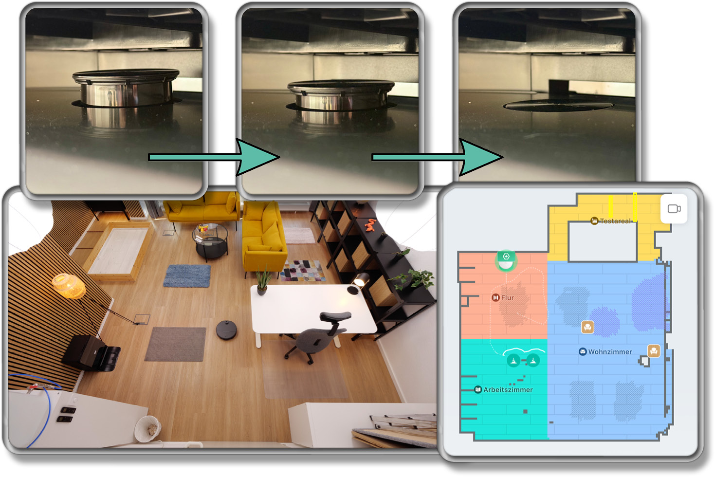 Der Roborock Saros 10 navigiert in geraden Bahnen intelligent, dank einfahrbarem Laserturm und LiDAR-Technologie