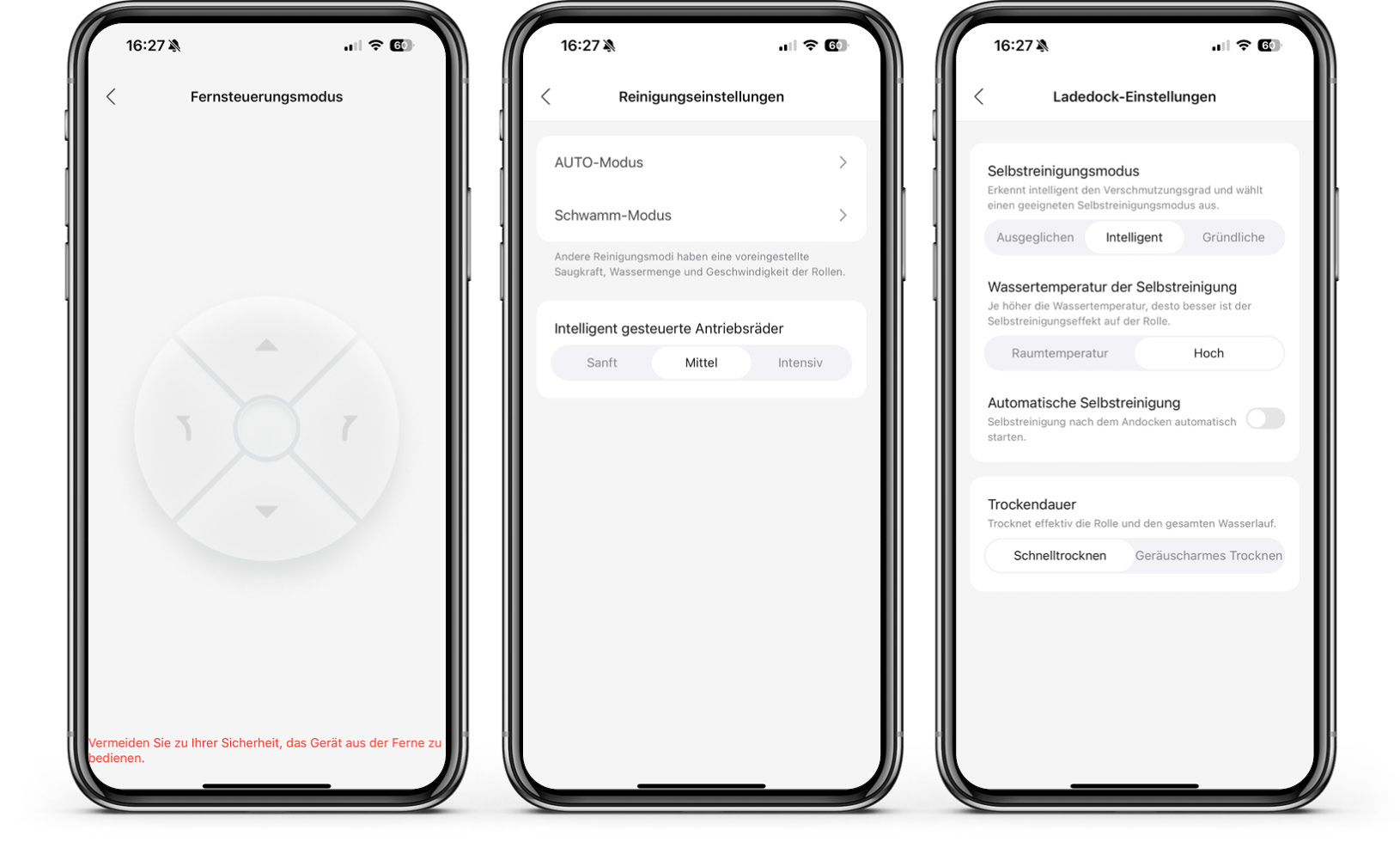 Die App des Roborock S25 ACE mit zahlreichen Einstellungen