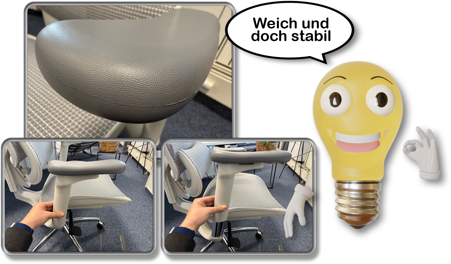 Die Armlehnen des Sihoo Doro C300 sind stabil und angenehm weich zugleich