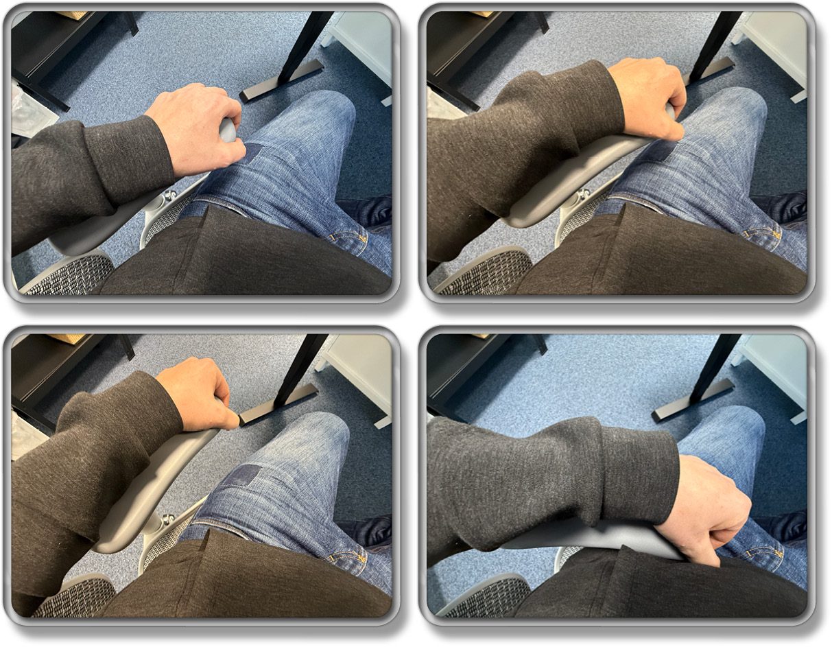 Die Armlehnen lassen sich in alle richtungen Verstellen