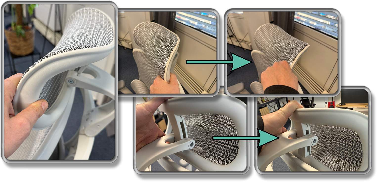 Die Kopfstütze kann ebenfalls nach Belieben eingestellt werden