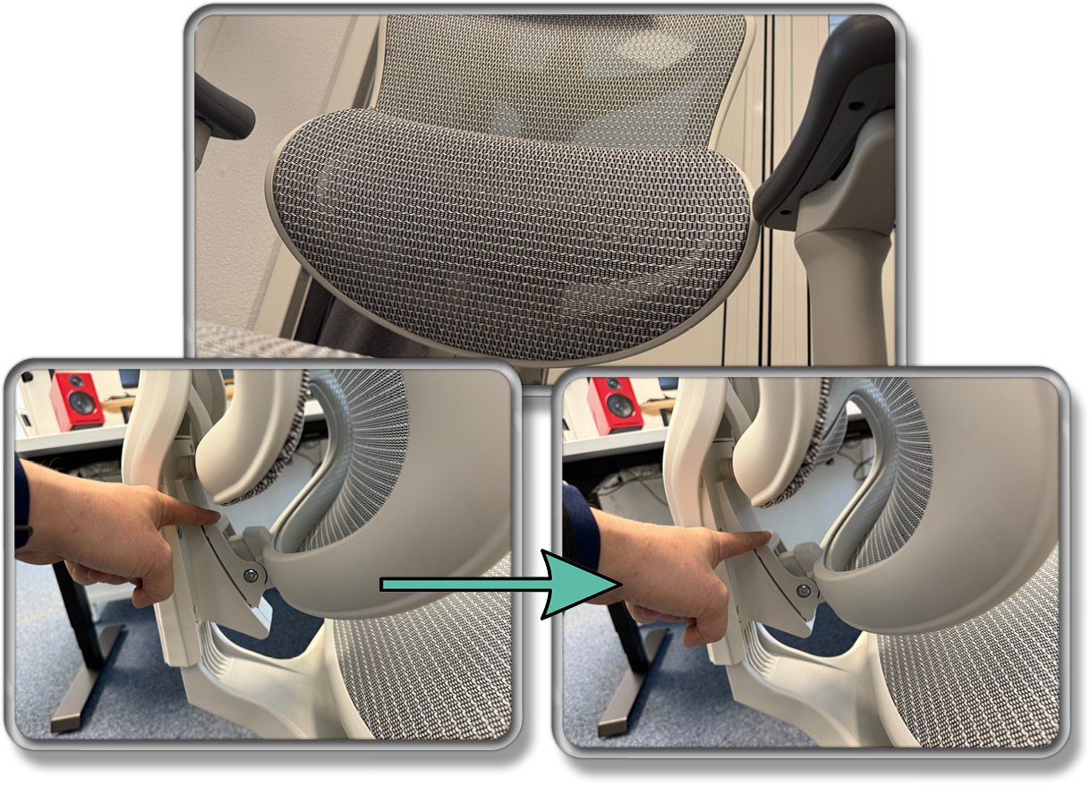 Die Lordosenstütze passt sich dem Körper an und unterstützt die aufrechte Sitzposition