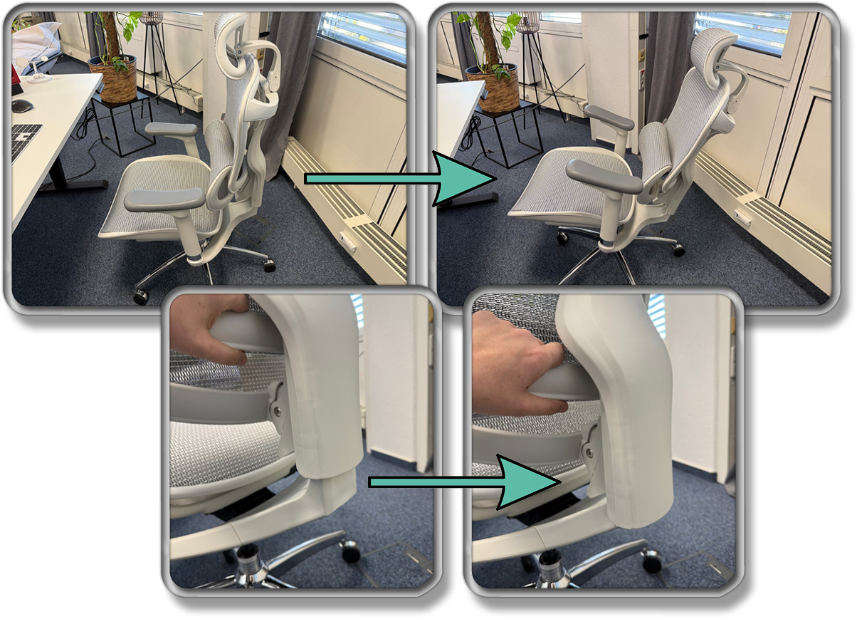Die Rückenlehne des Sihoo Doro C300 kann im Winkel und in der Höhe verstellt werden