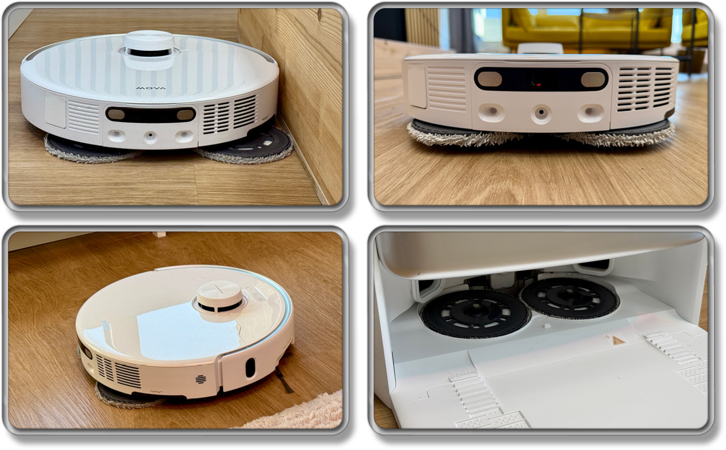 Die Wischmopps des Mova P50 Pro Ultra können nicht nur rotieren, sondern auch angehoben, abgelegt oder ausgefahren werden