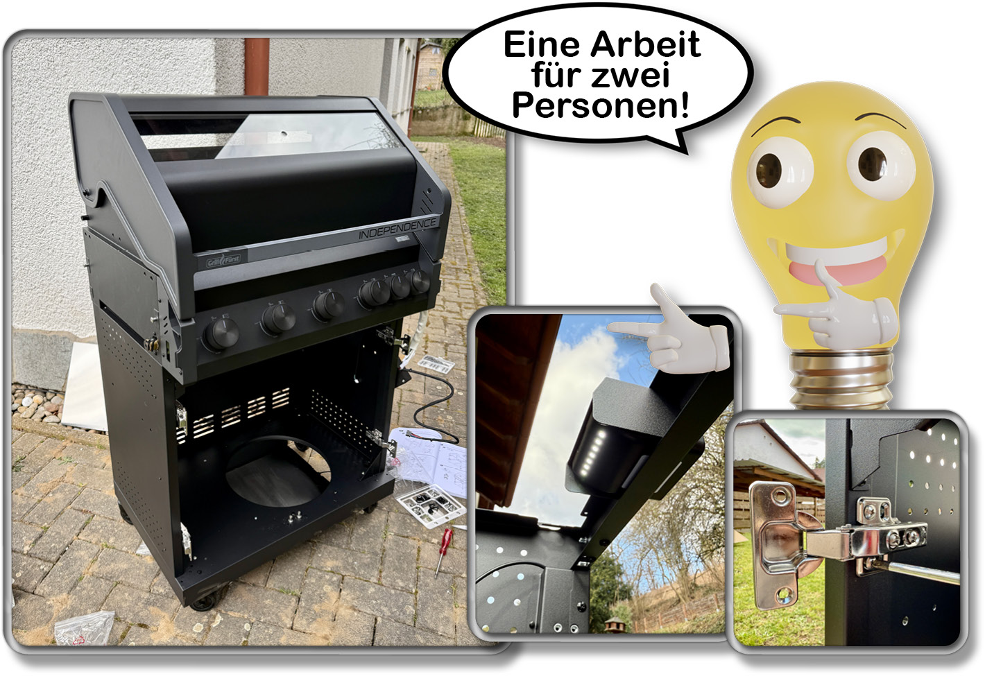 Im nächsten Schritt wird der Hauptbrenner auf den Unterschrank gesetzt