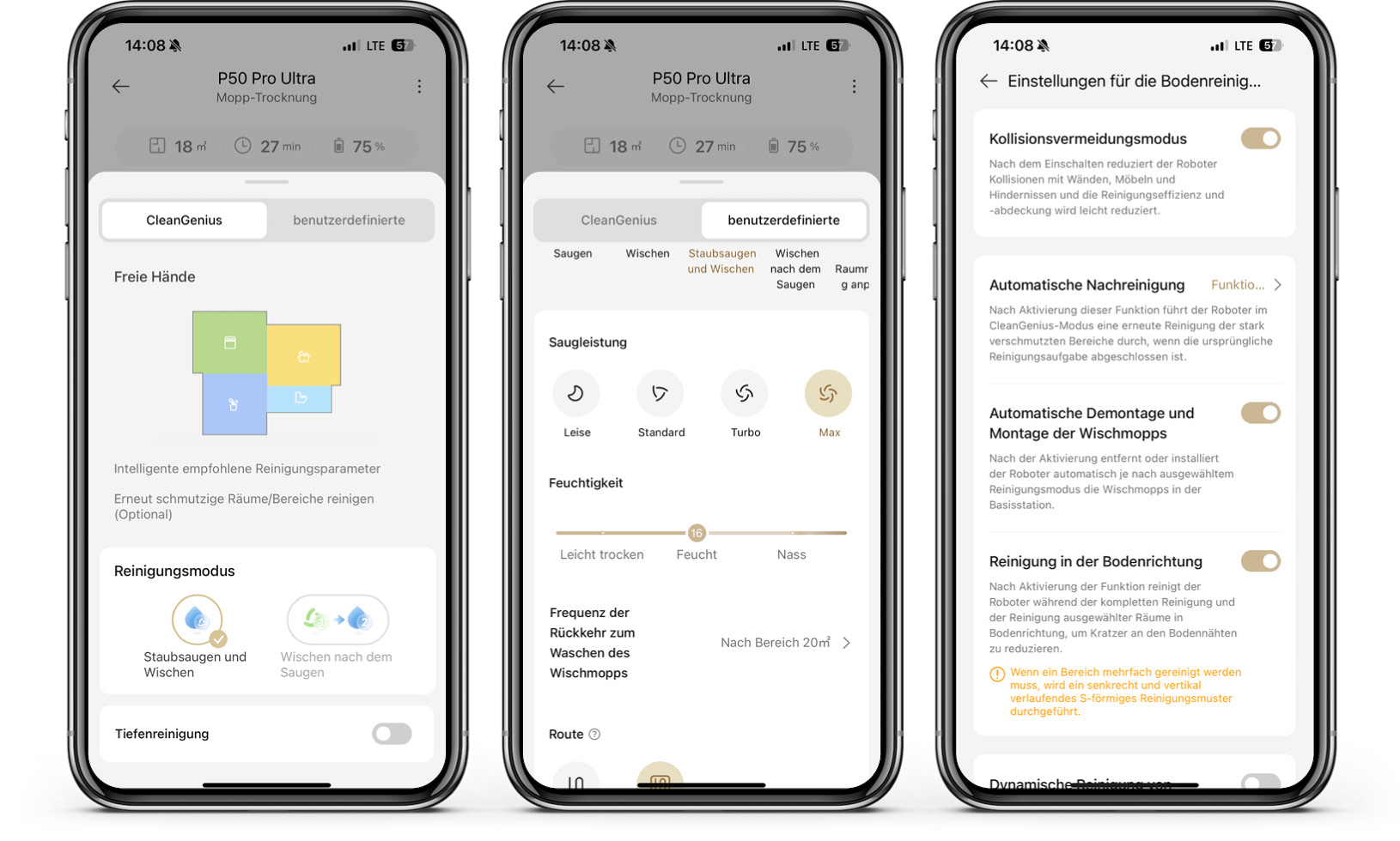 Mova P50 Pro Ultra - App - Reinigung