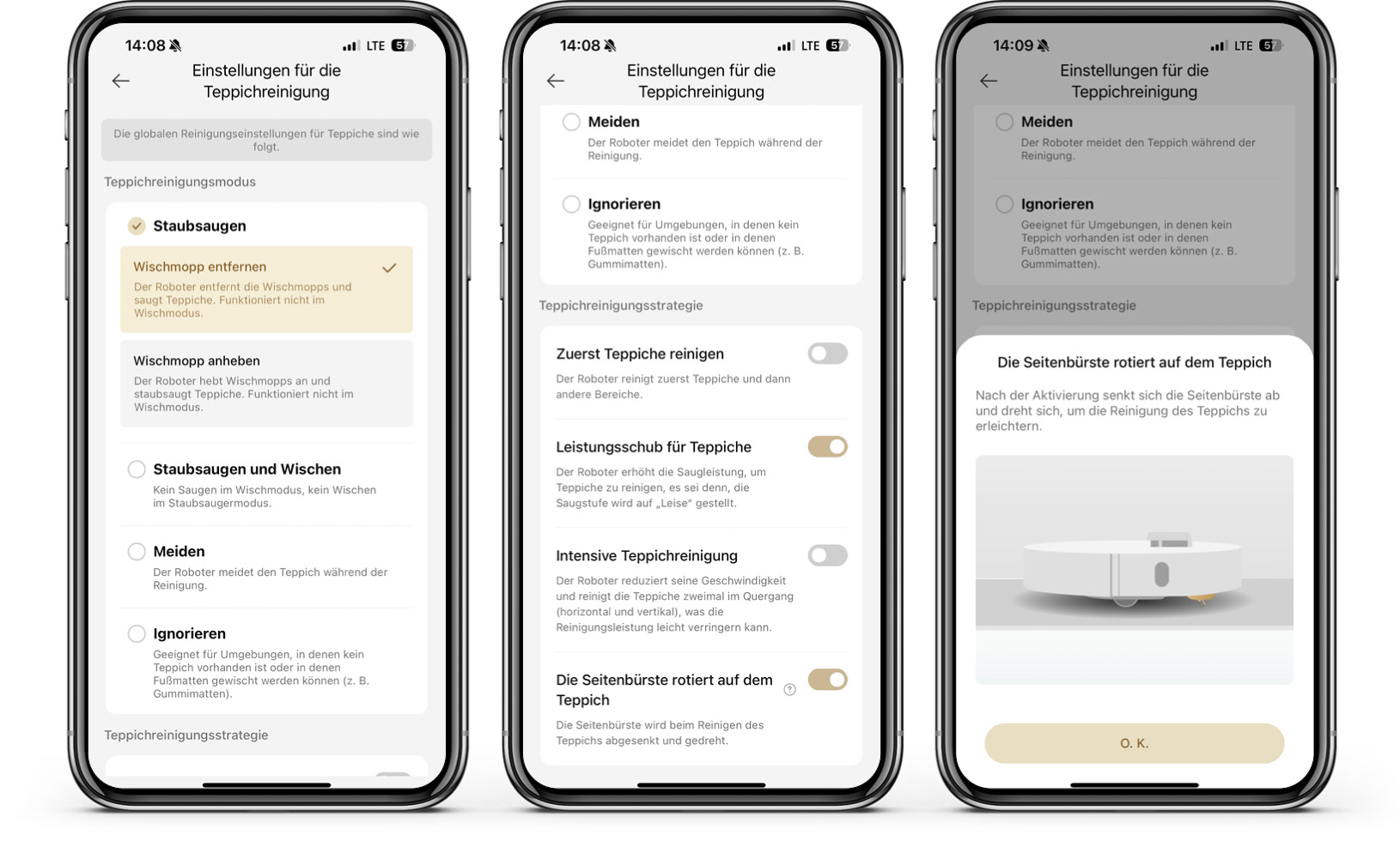 Mova P50 Pro Ultra - App - Teppicheinstellungen