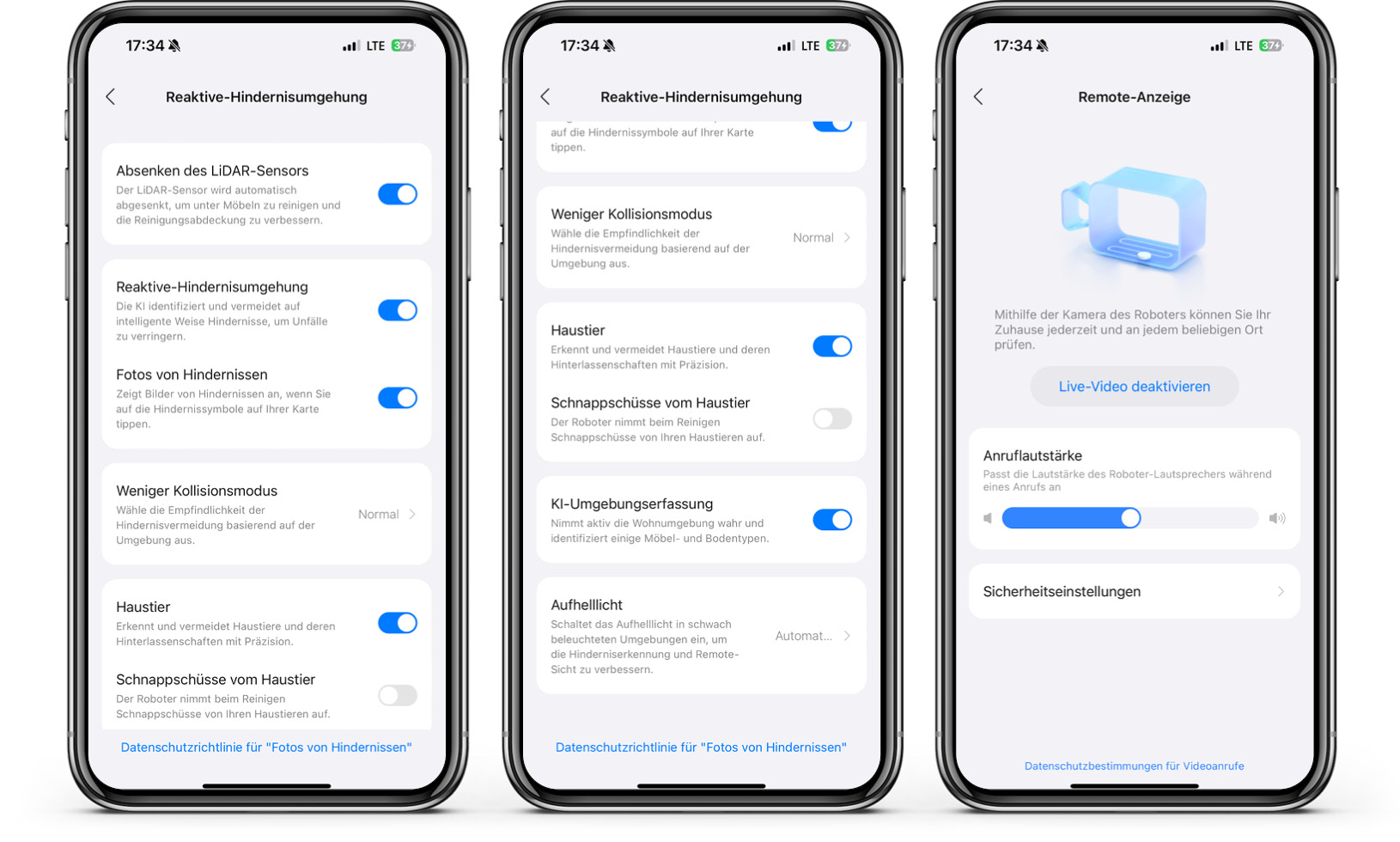 Roborock Saros 10 - App - Hindernisse und Kamera