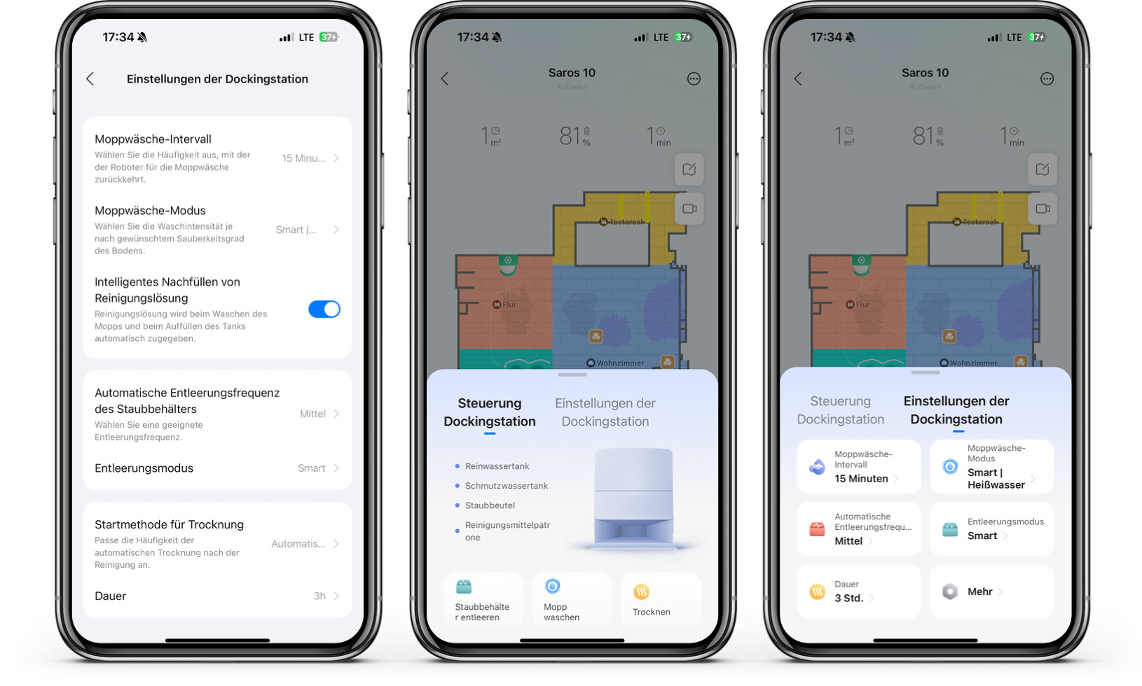 Roborock Saros 10 - App - Reinigungsstation
