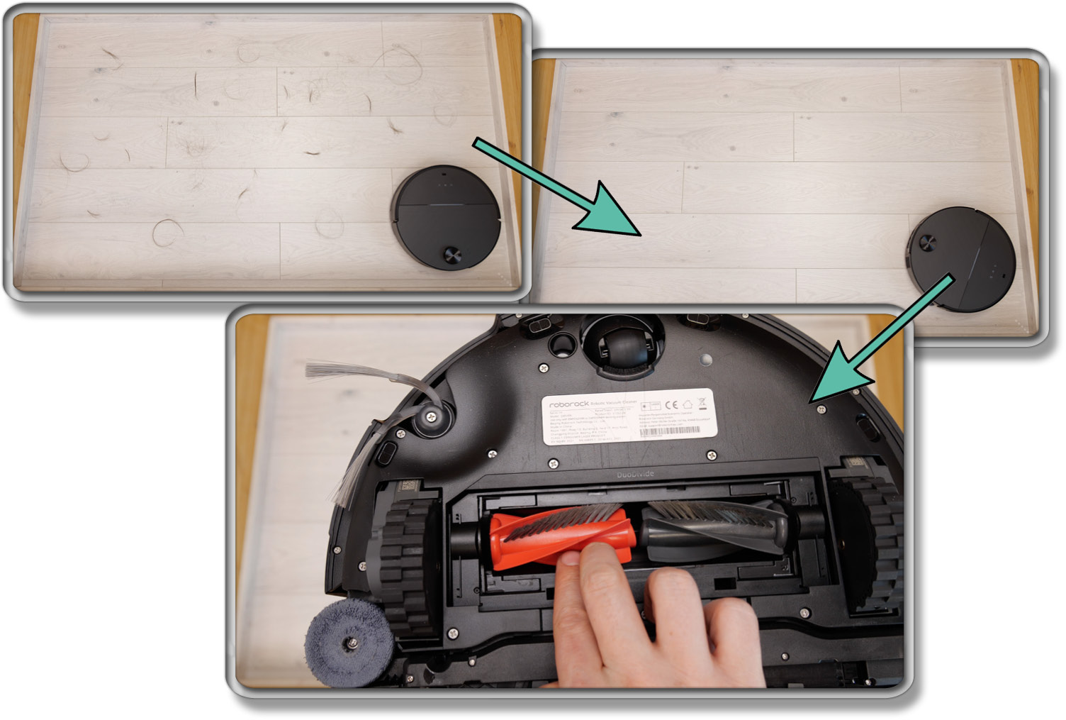 Roborock Saros 10 - Die ermittelte Saugleistung mit Haaren auf Laminat