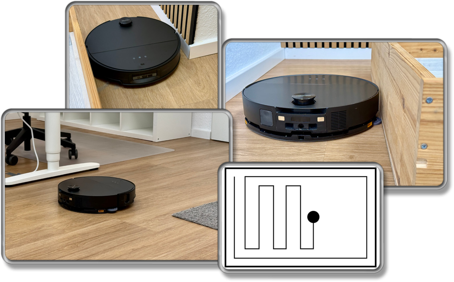 Zuerst fährt er den Rand entlang und widmet sich dann der Mitte