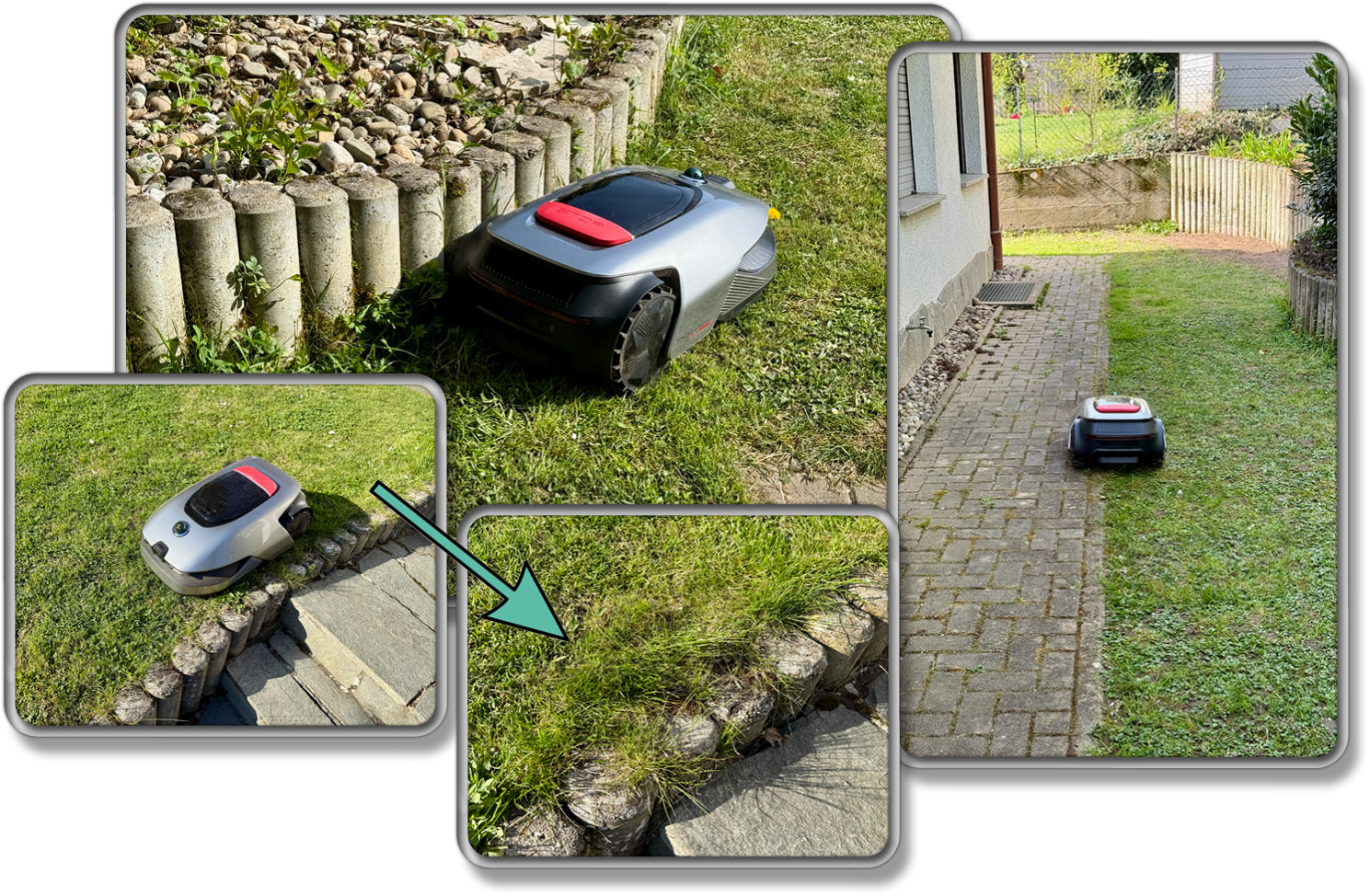 Das Mähen an Rasenkanten funktioniert soweit sehr gut