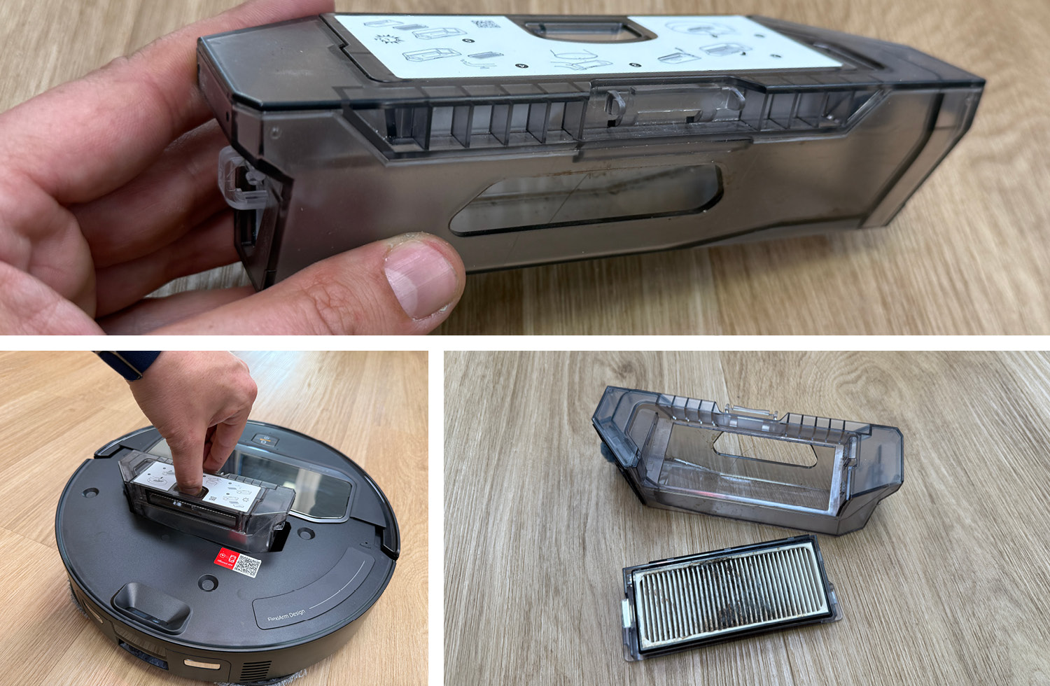 Das ist der deutlich geschrumpfte Staubbehälter des Roborock Saros Z70