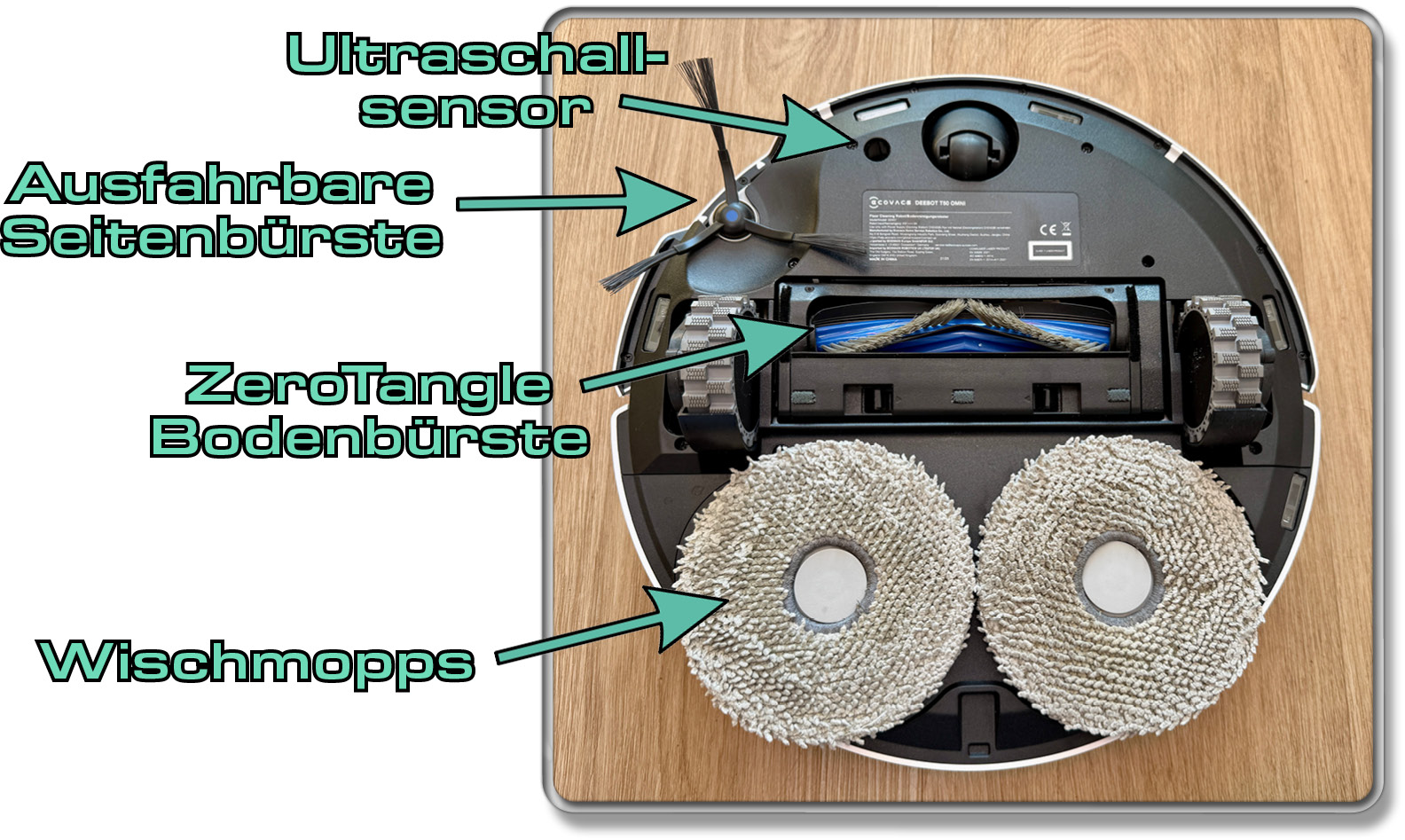 Das ist die Unterseite des ECOVACS DEEBOT T50 OMNI