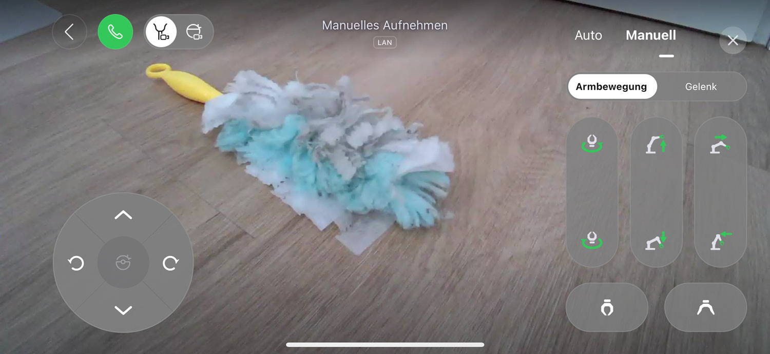 Der Arm lässt sich mittels App auch manuell starten