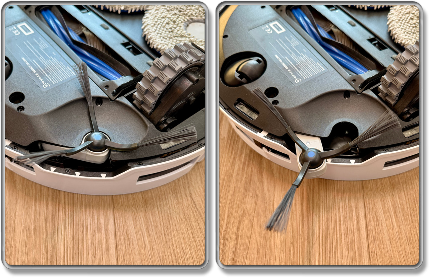 Der ECOVACS DEEBOT T50 OMNI besitzt eine ausfahrbare Seitenbürste, damit Ecken gründlich gereinigt werden