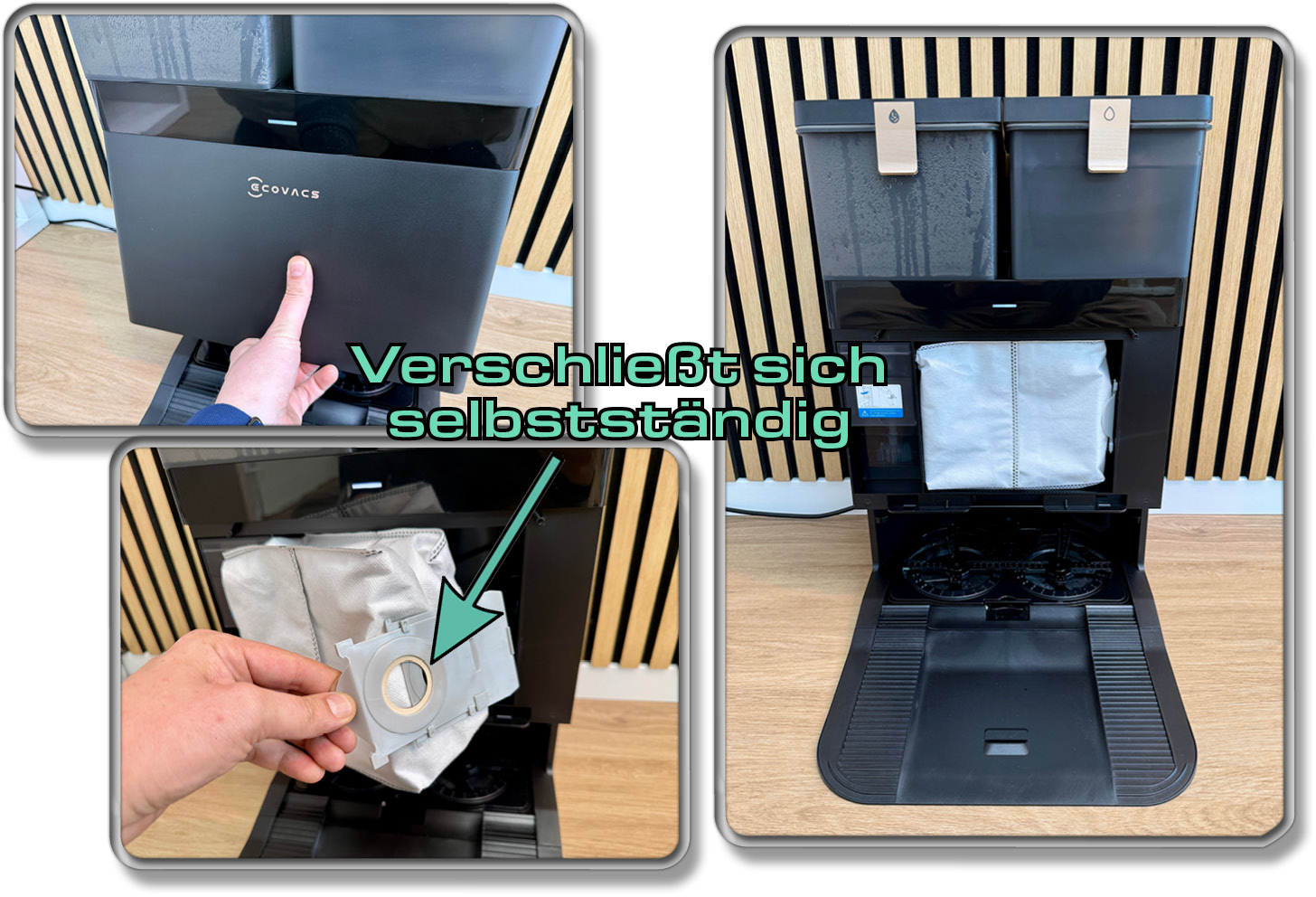 Die Absaugstation befindet sich unter der Frontklappe