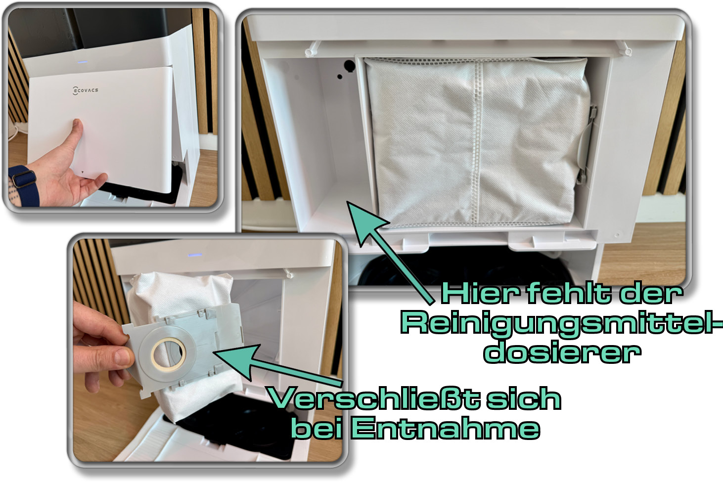 Die Absaugstation sorgt dafür, dass stets der Staubbehälter des ECOVACS DEEBOT T50 OMNI geleert wird