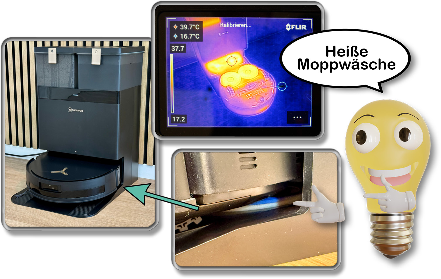 Die Moppwäsche des ECOVACS DEEBOT T50 MAX PRO OMNI erfolgt mit heißem Wasser