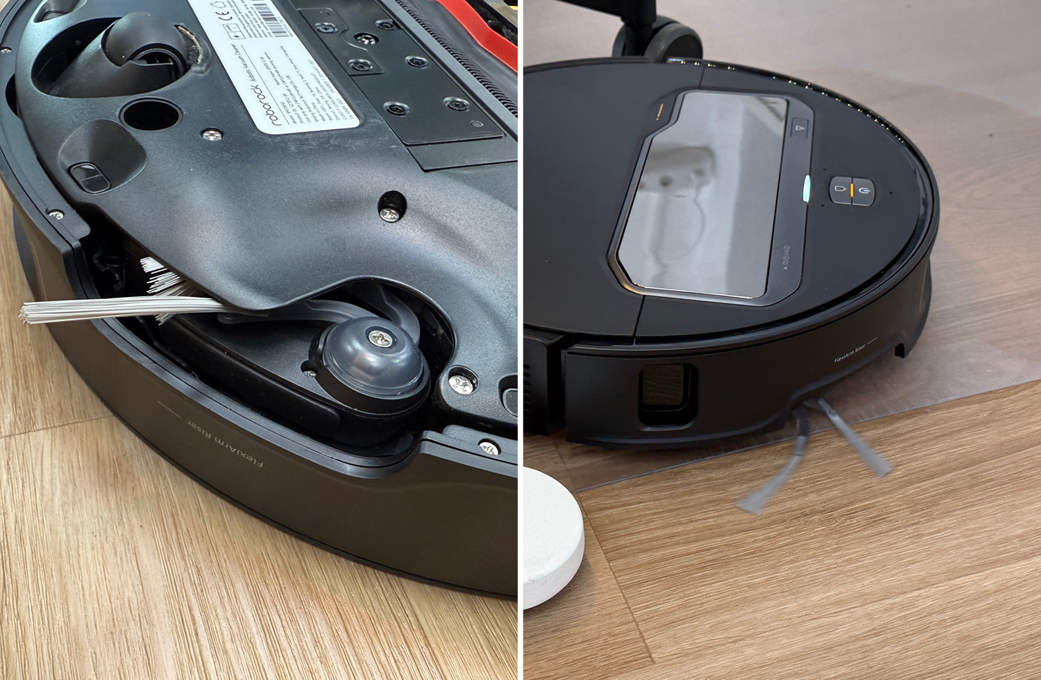 Die Seitenbürste des Roborock Saros Z70 ist, genauso wie die Hauptbürste, gegen das Aufwickeln von Haaren konzipiert