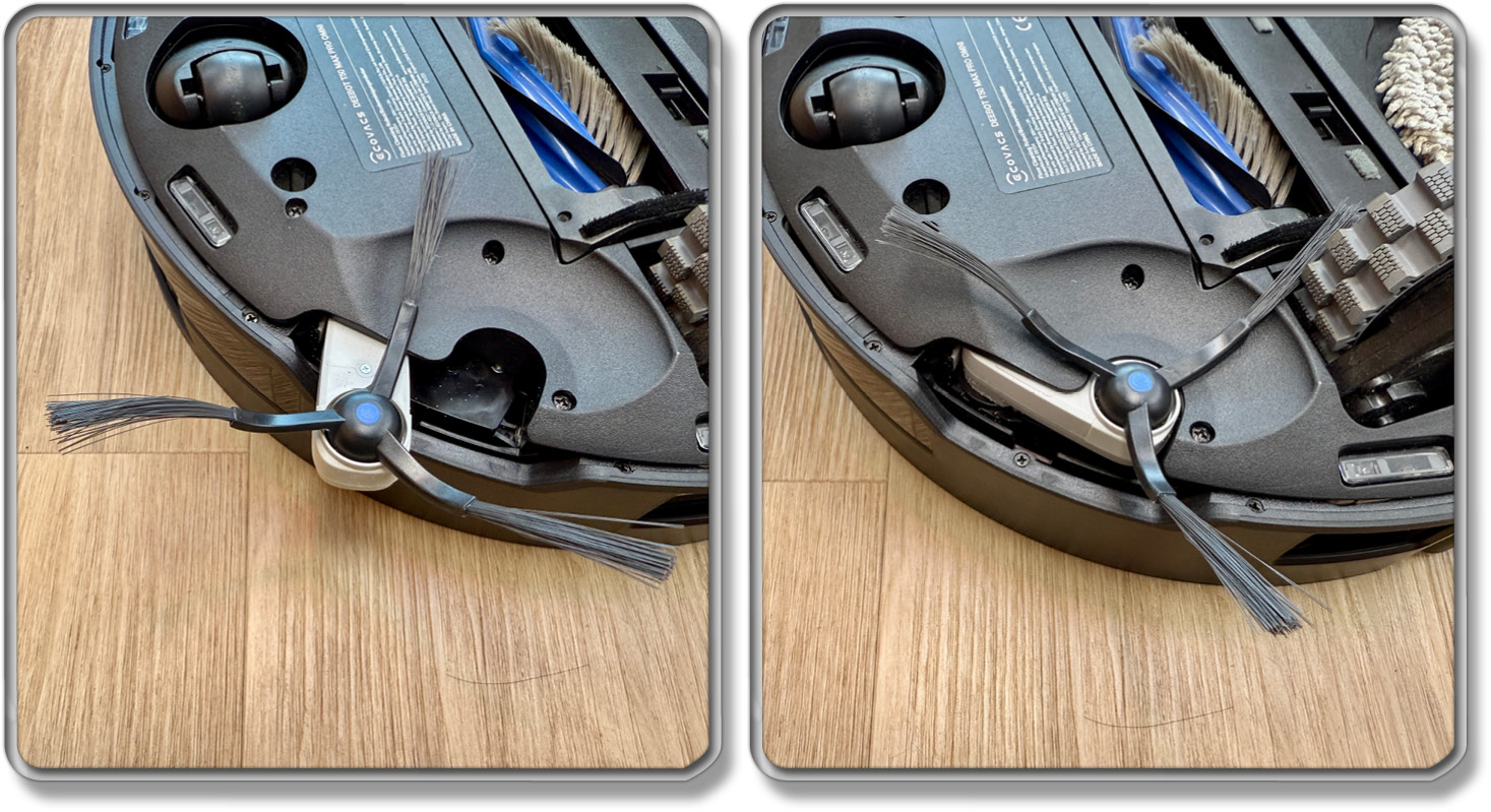 Die Seitenbürste kann in Ecken ausgefahren werden