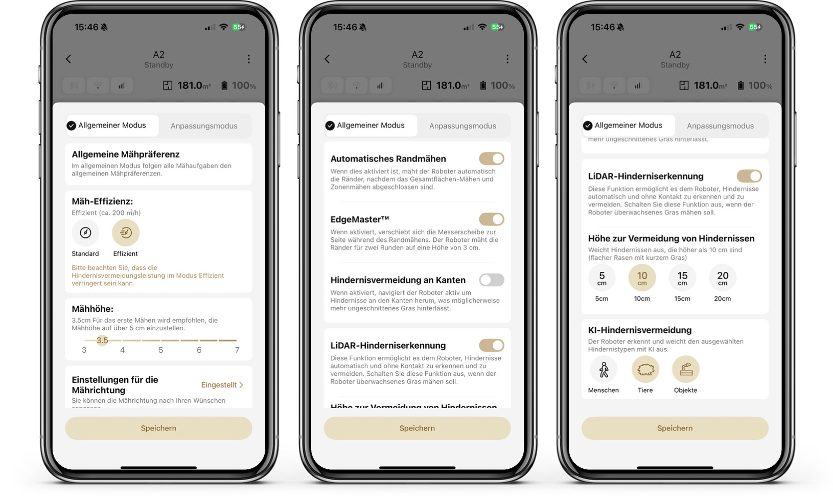 Dreame A2 - App - Mäheinstellungen