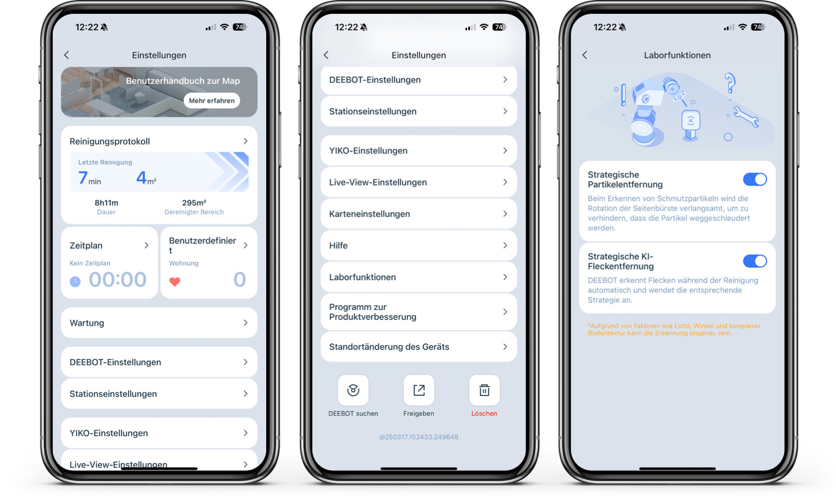 ECOVACS DEEBOT T50 MAX PRO OMNI - App - Einstellungen