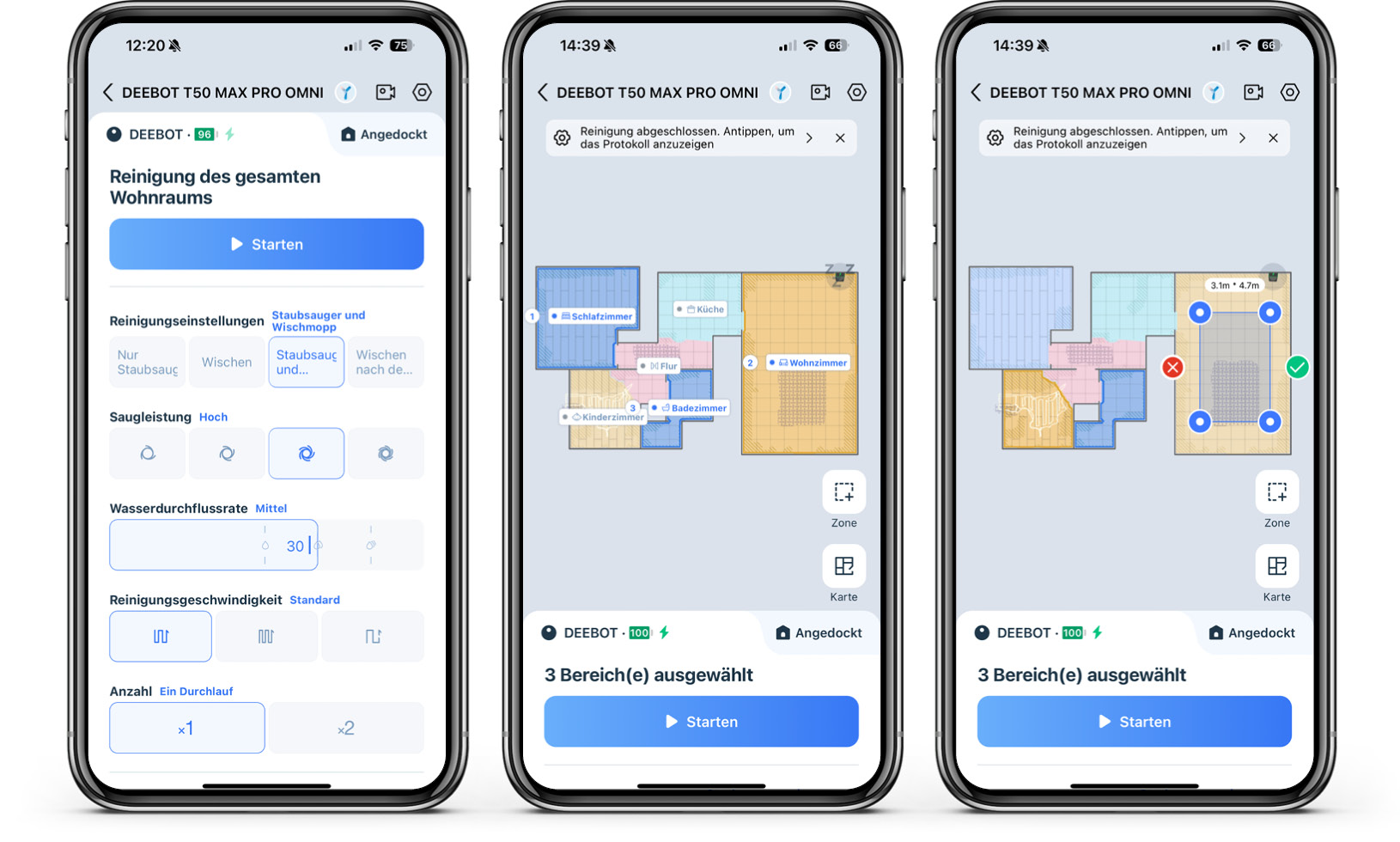 ECOVACS DEEBOT T50 MAX PRO OMNI - App - Reinigung
