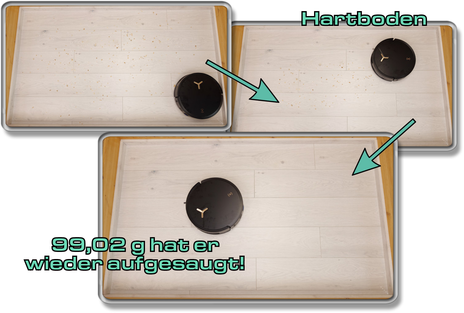 ECOVACS DEEBOT T50 MAX PRO OMNI - Die ermittelte Saugleistung auf Hartboden