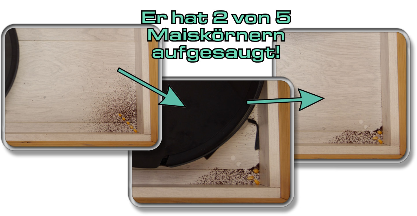 ECOVACS DEEBOT T50 MAX PRO OMNI - Die ermittelte Saugleistung in Ecken