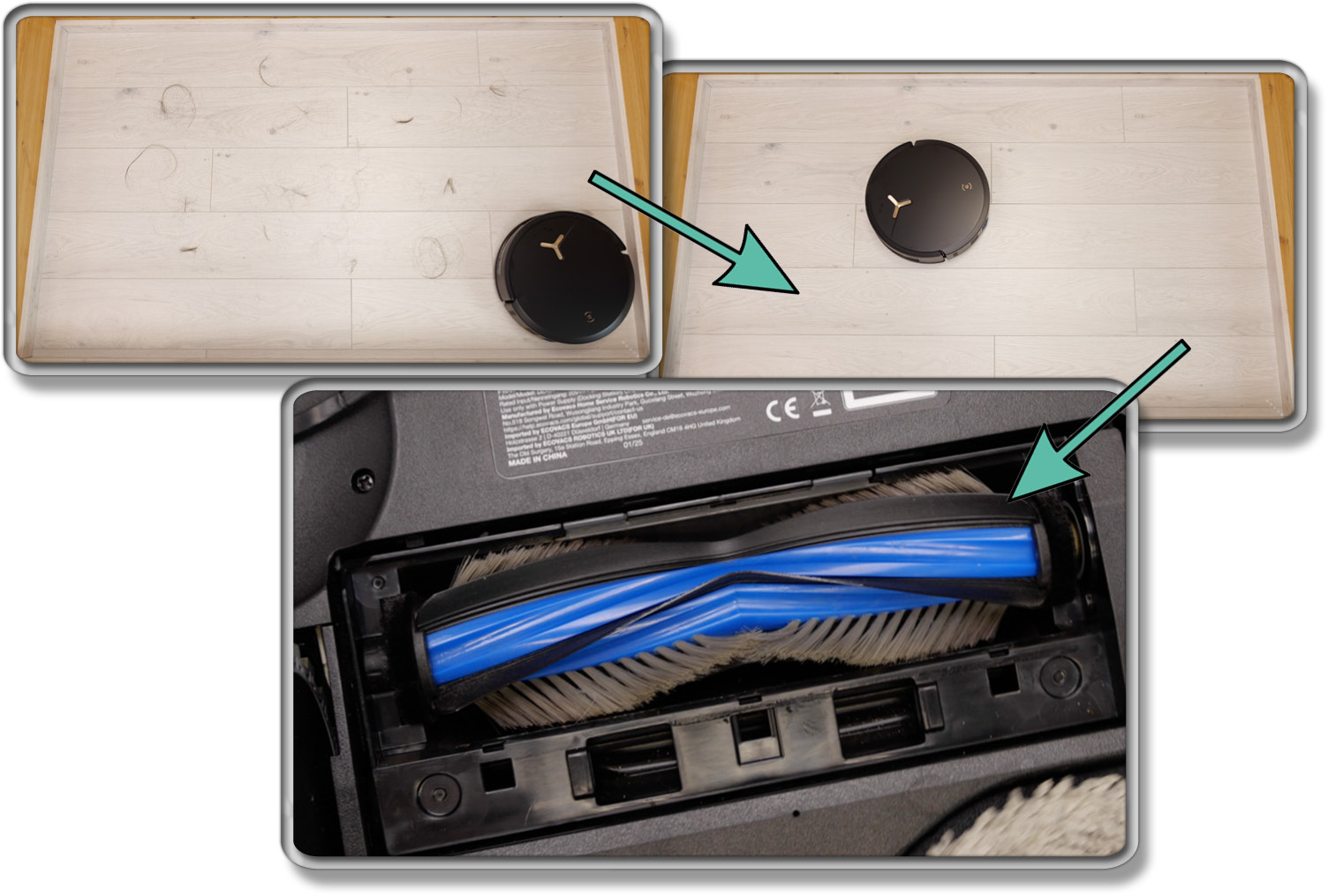 ECOVACS DEEBOT T50 MAX PRO OMNI - Die ermittelte Saugleistung von Haaren auf Hartboden