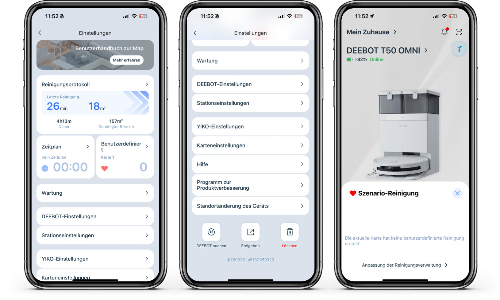 ECOVACS DEEBOT T50 OMNI - App - Einstellungen