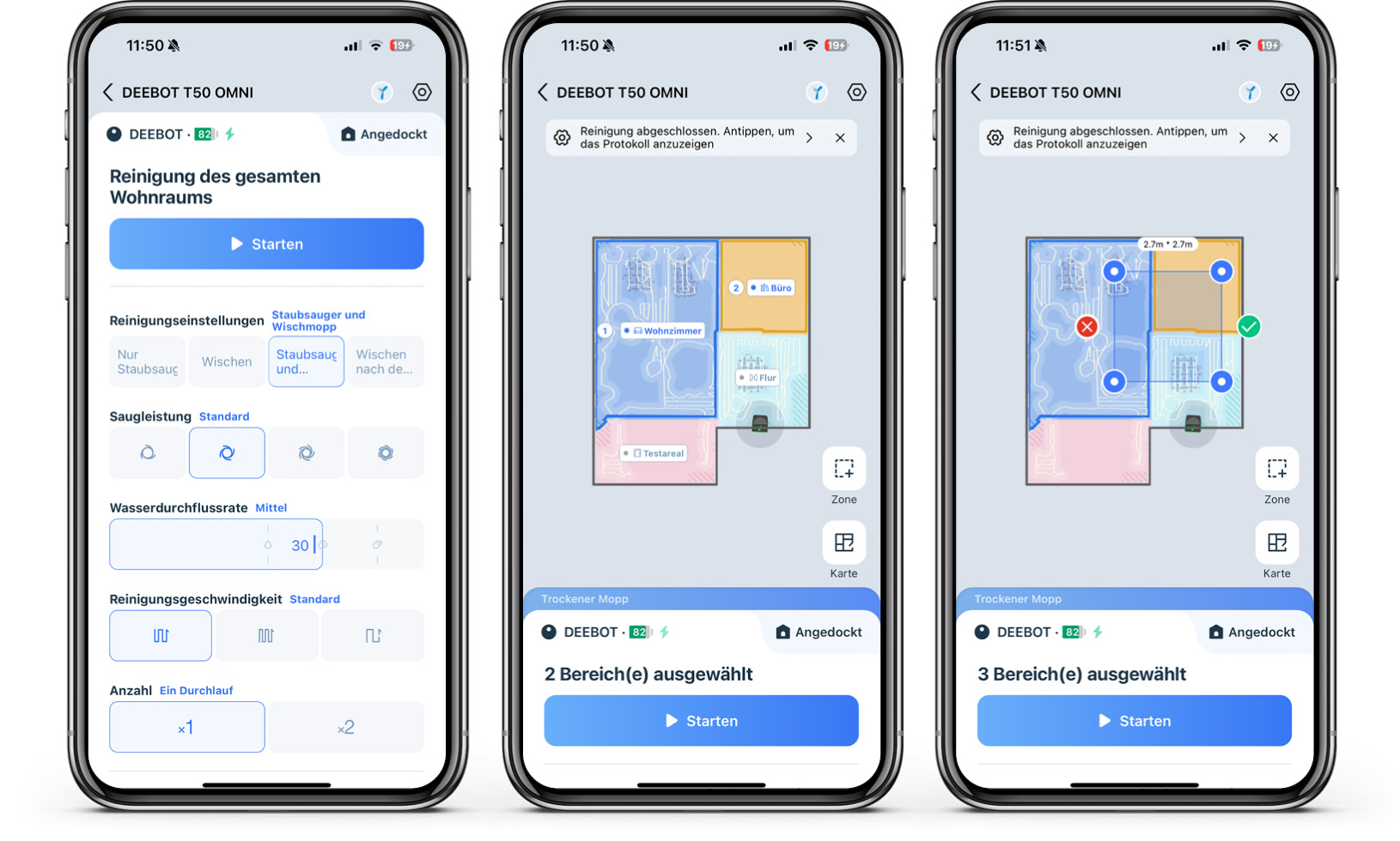 ECOVACS DEEBOT T50 OMNI - App - Reinigung