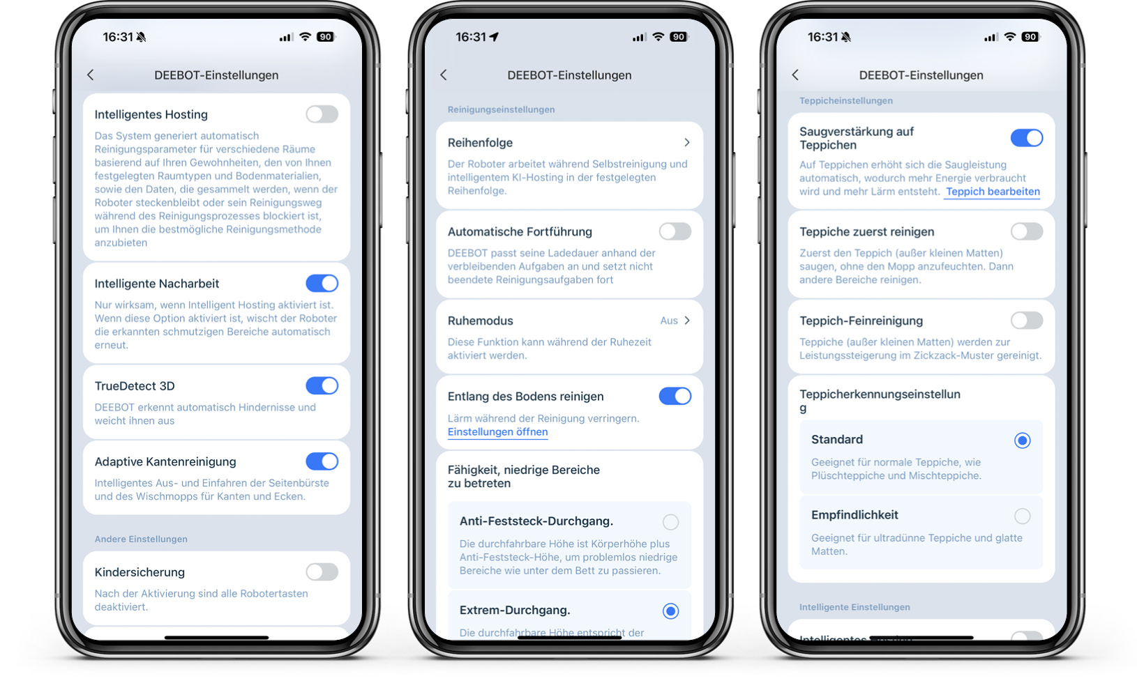 ECOVACS DEEBOT T50 OMNI - App - Robotereinstellungen