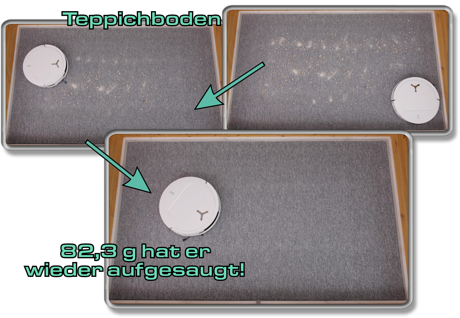 ECOVACS DEEBOT T50 OMNI - Die ermittelte Saugleistung auf Teppichboden