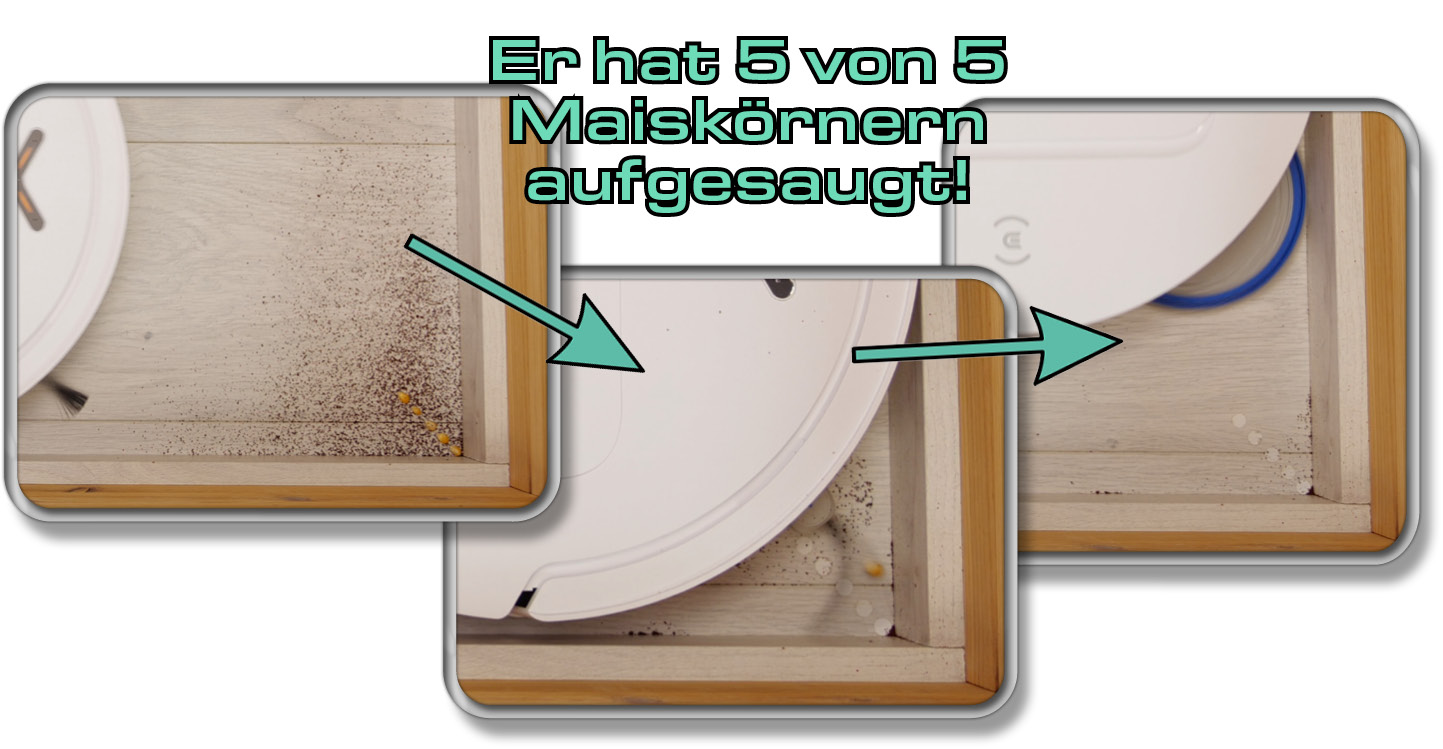 ECOVACS DEEBOT T50 OMNI - Die ermittelte Saugleistung in Ecken