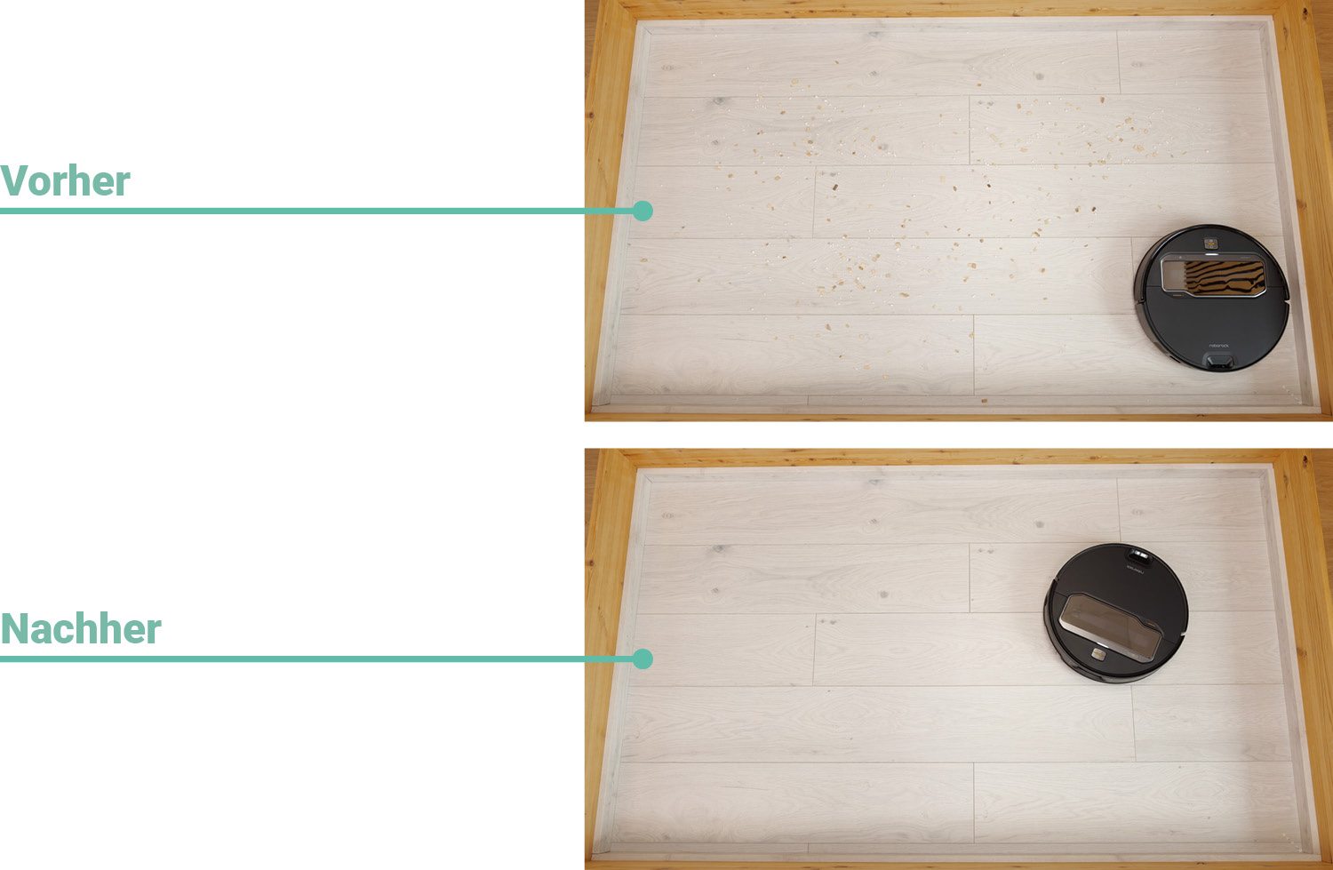 Roborock Saros Z 70 - Die ermittelte Saugleistung auf Hartboden