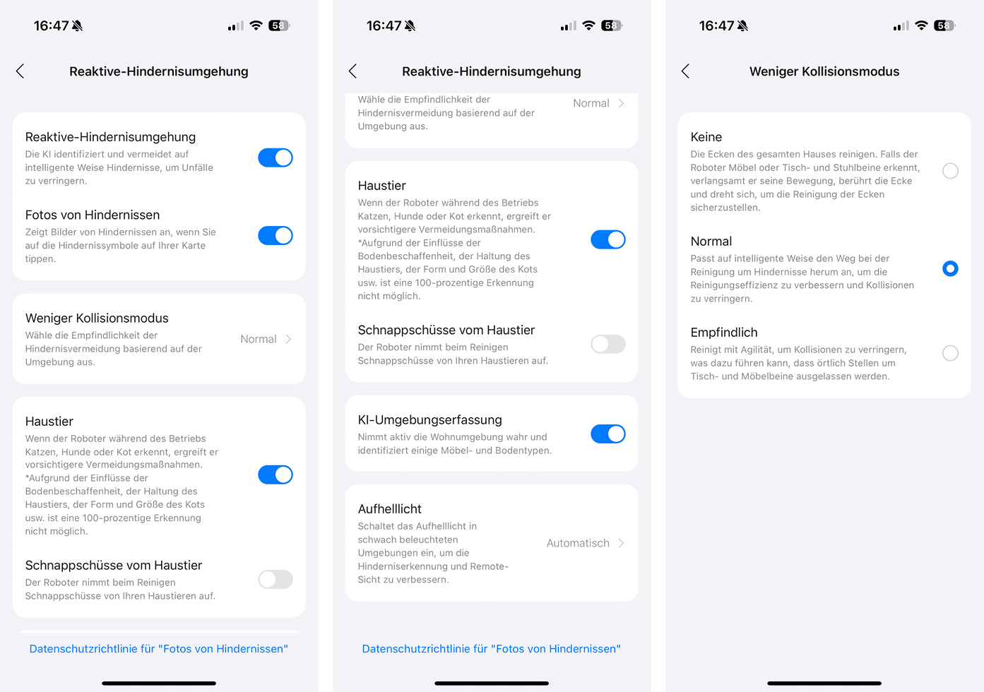 Roborock Saros Z70 - App - KI und Kamera