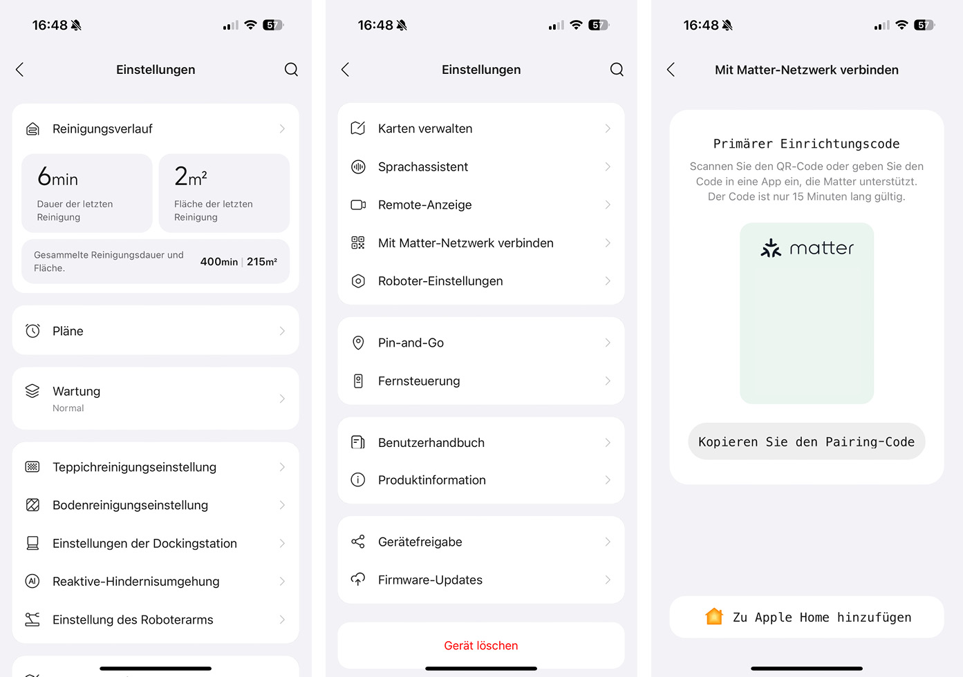 Roborock Saros Z70 - App - Weitere Einstellungen