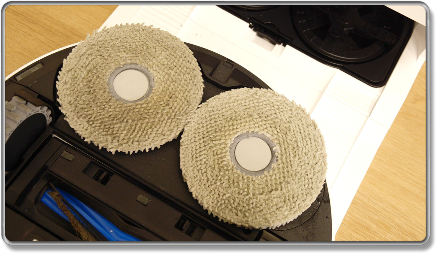So sehen die Wischmopps des ECOVACS DEEBOT T50 OMNI nach der Moppwäsche aus