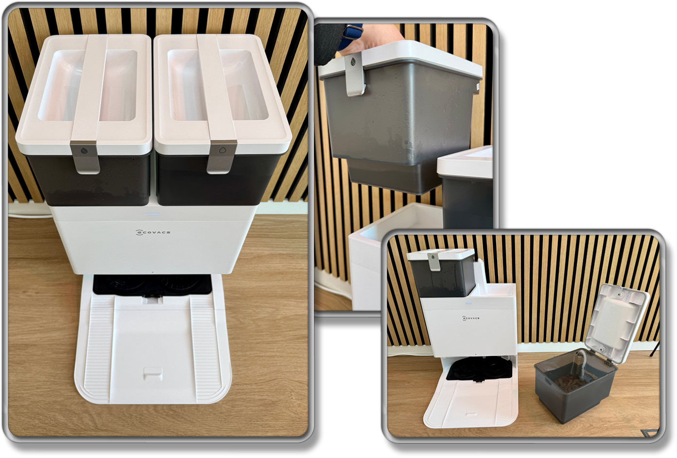 Über diese Wassertanks wird die Station des ECOVACS DEEBOT T50 OMNI mit Wasser versorgt